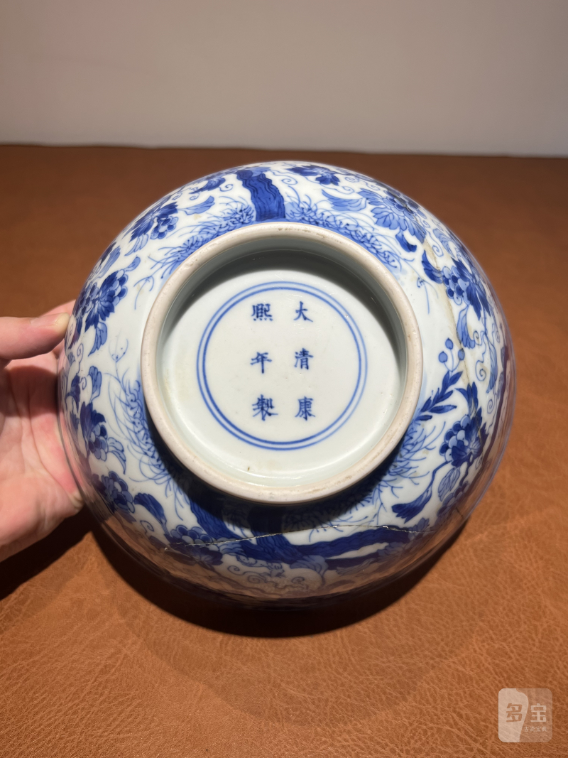 清康熙 青花松鼠葡萄纹大碗 - 图12